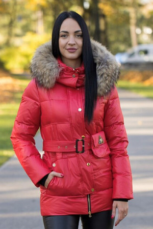 Women's jacket with fur Reds