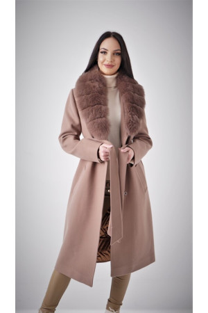 Women's cashmere wool coat with natural fur Albano