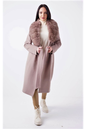 Women's cashmere wool coat with natural fur Kapri